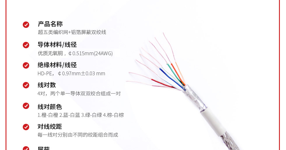 超五類編織網+鋁箔屏蔽網線